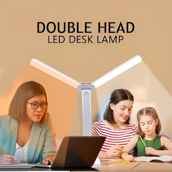 Foldable Double Head Reading Led Desk Lamp | 3 Levels Dimmable Touch Table Night Light – Usb Rechargeable (random Color)