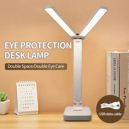 Foldable Double Head Reading Led Desk Lamp | 3 Levels Dimmable Touch Table Night Light – Usb Rechargeable (random Color)