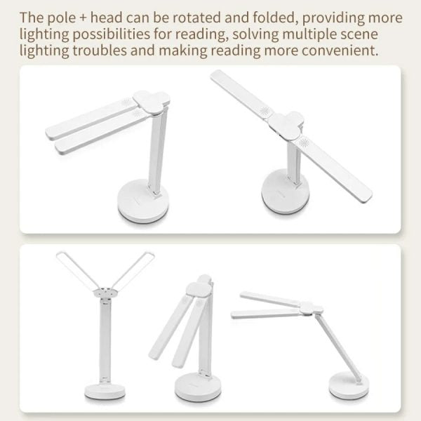 Foldable Double Head Reading Led Desk Lamp | 3 Levels Dimmable Touch Table Night Light – Usb Rechargeable (random Color)
