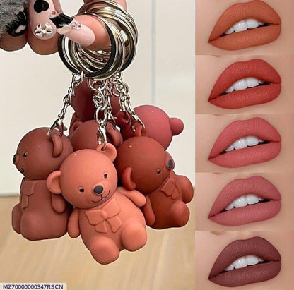 Teddybear keychain style lip gloss high pigmented -1 Pc