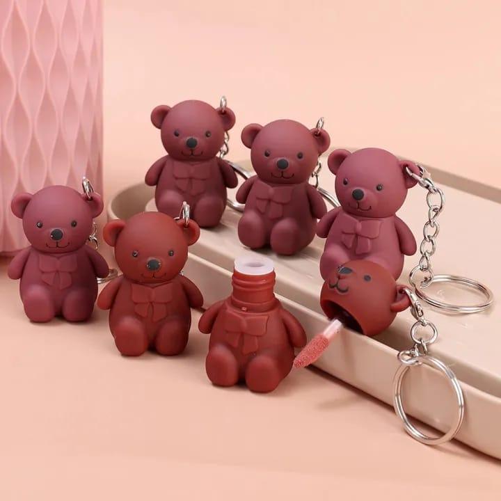 Teddybear keychain style lip gloss high pigmented -1 Pc