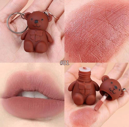 Teddybear keychain style lip gloss high pigmented -1 Pc
